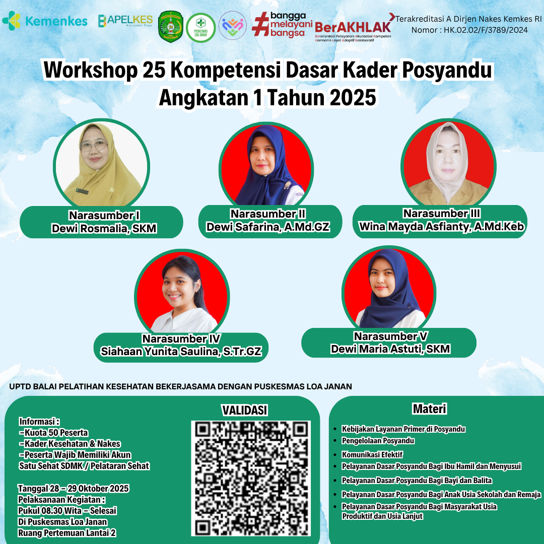 25 Kompetensi Dasar Kader Posyandu Puskesmas Loa Janan  Angkatan 1