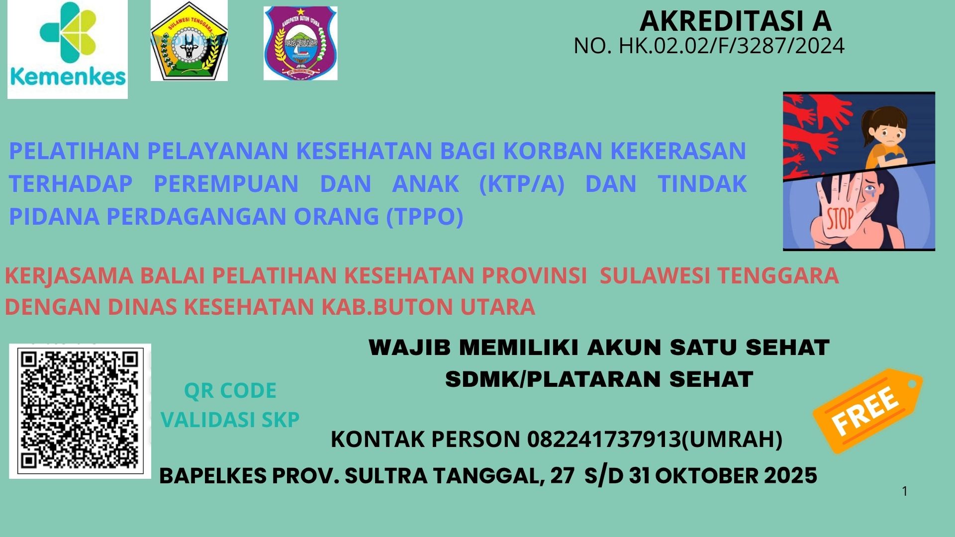 Pelatihan Pelayanan Kesehatan bagi Korban KTPA dan TPPO bagi Petugas Kesehatan Angkatan 1