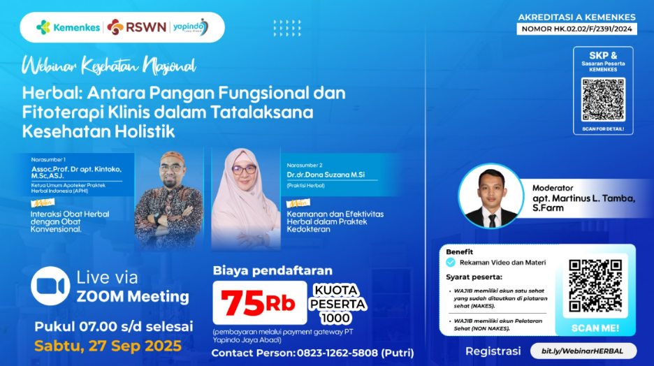 Webinar Herbal: Antara Pangan Fungsional dan Fitoterapi Klinis dalam Tatalaksana Kesehatan Holistik Angkatan 1