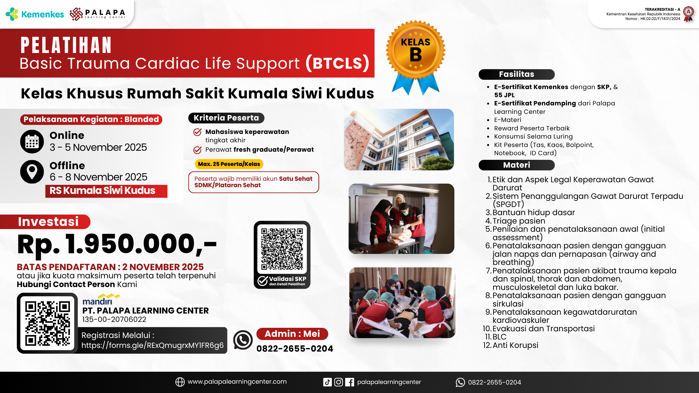 Pelatihan Basic Trauma Cardiac Life Support (BTCLS) Angkatan 12