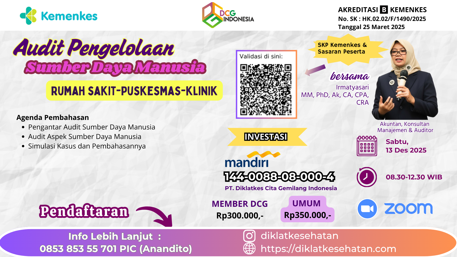 AUDIT PENGELOLAAN SUMBER DAYA MANUSIA RUMAH SAKIT - PUSKESMAS - KLINIK Angkatan 1