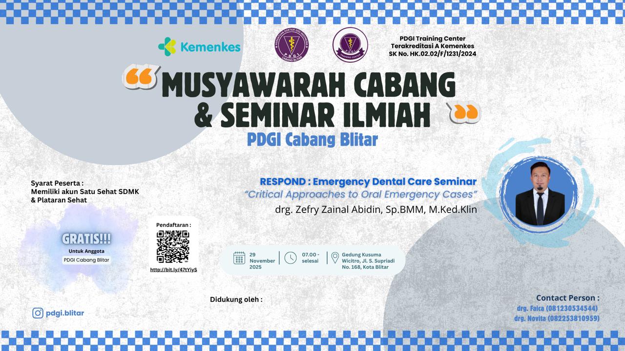 Seminar Ilmiah PDGI Blitar tahun 2025 - RESPOND: Emergency Dental Care Angkatan 1