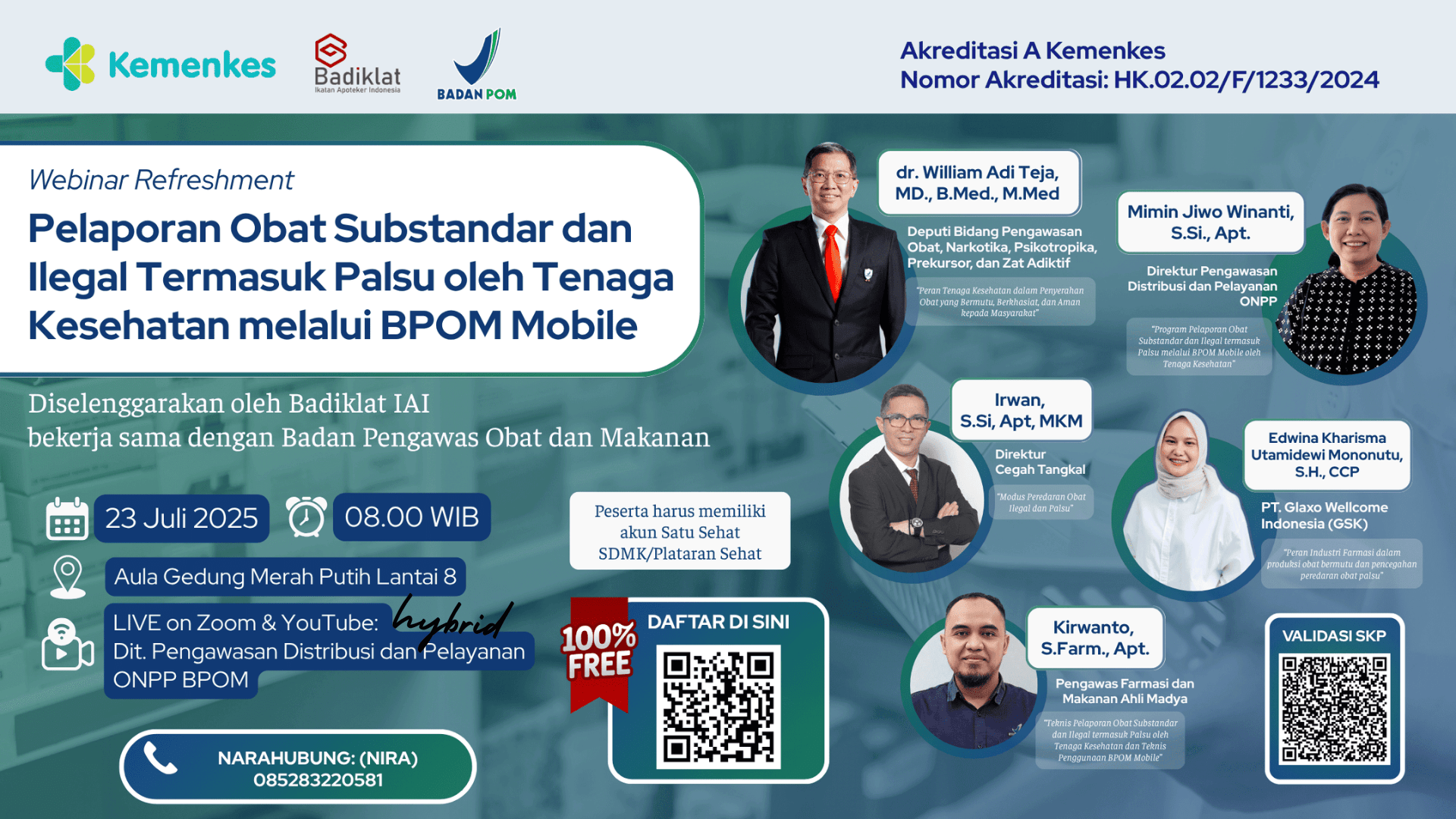 Webinar Refreshment Pelaporan Obat Substandar dan Ilegal Termasuk Palsu oleh Tenaga Kesehatan melalui BPOM Mobile Angkatan 1