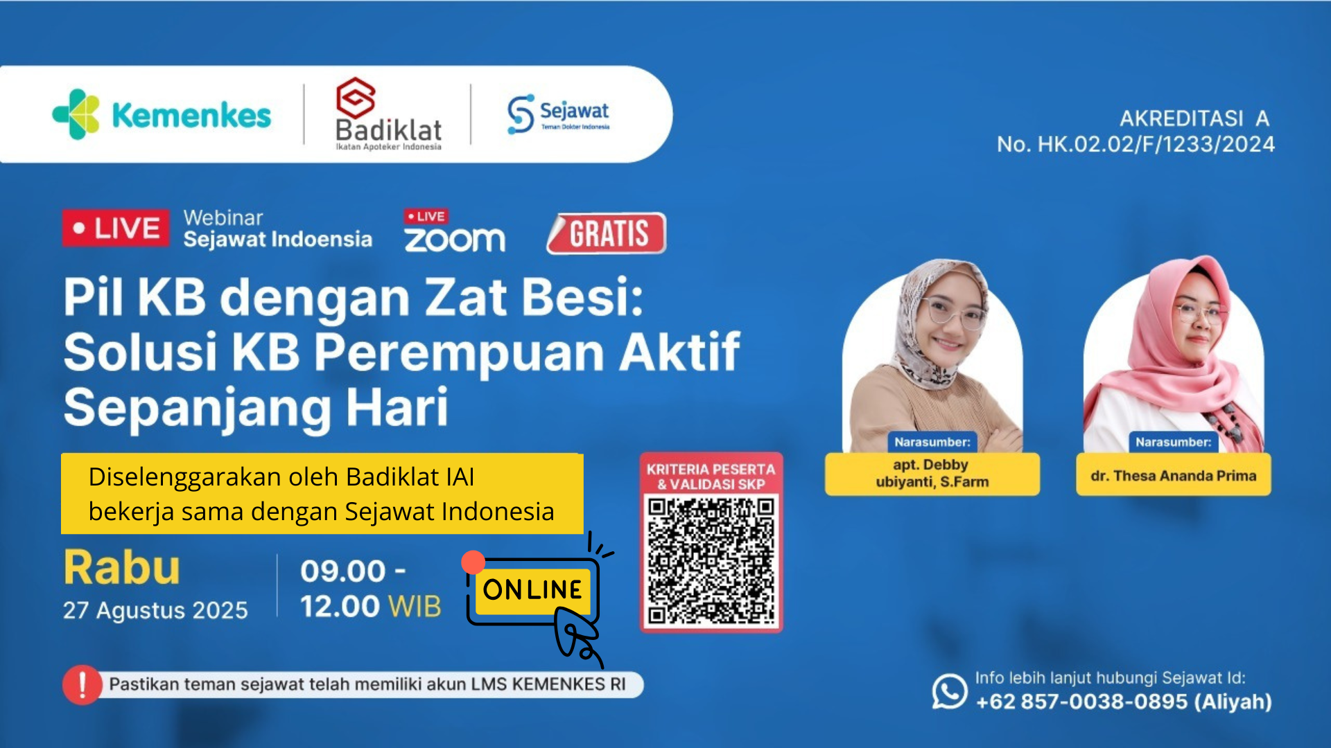 Webinar Pil KB dengan Zat Besi: Solusi KB Perempuan Aktif Sepanjang Hari Angkatan 1