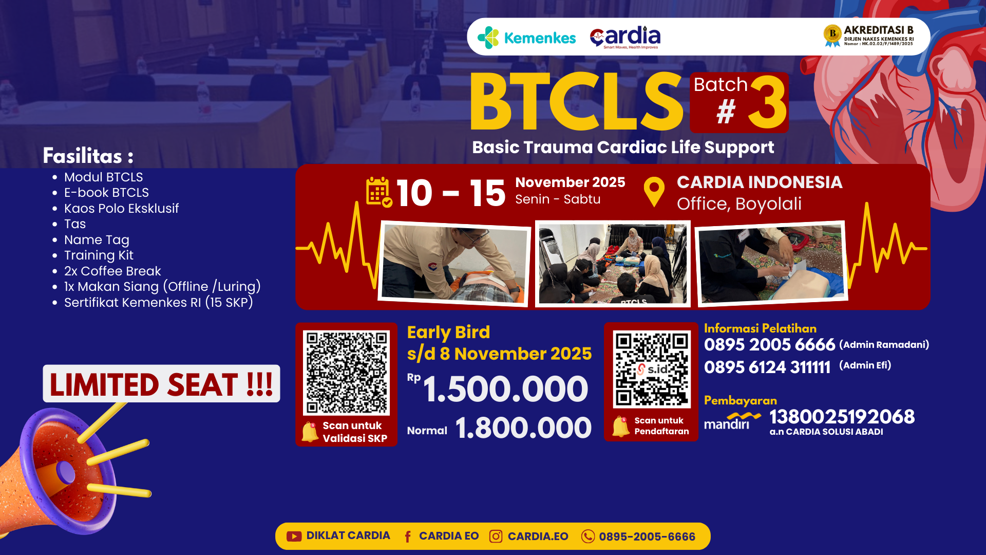 Pelatihan Basic Trauma Cardiac Life Support (BTCLS) Angkatan 3