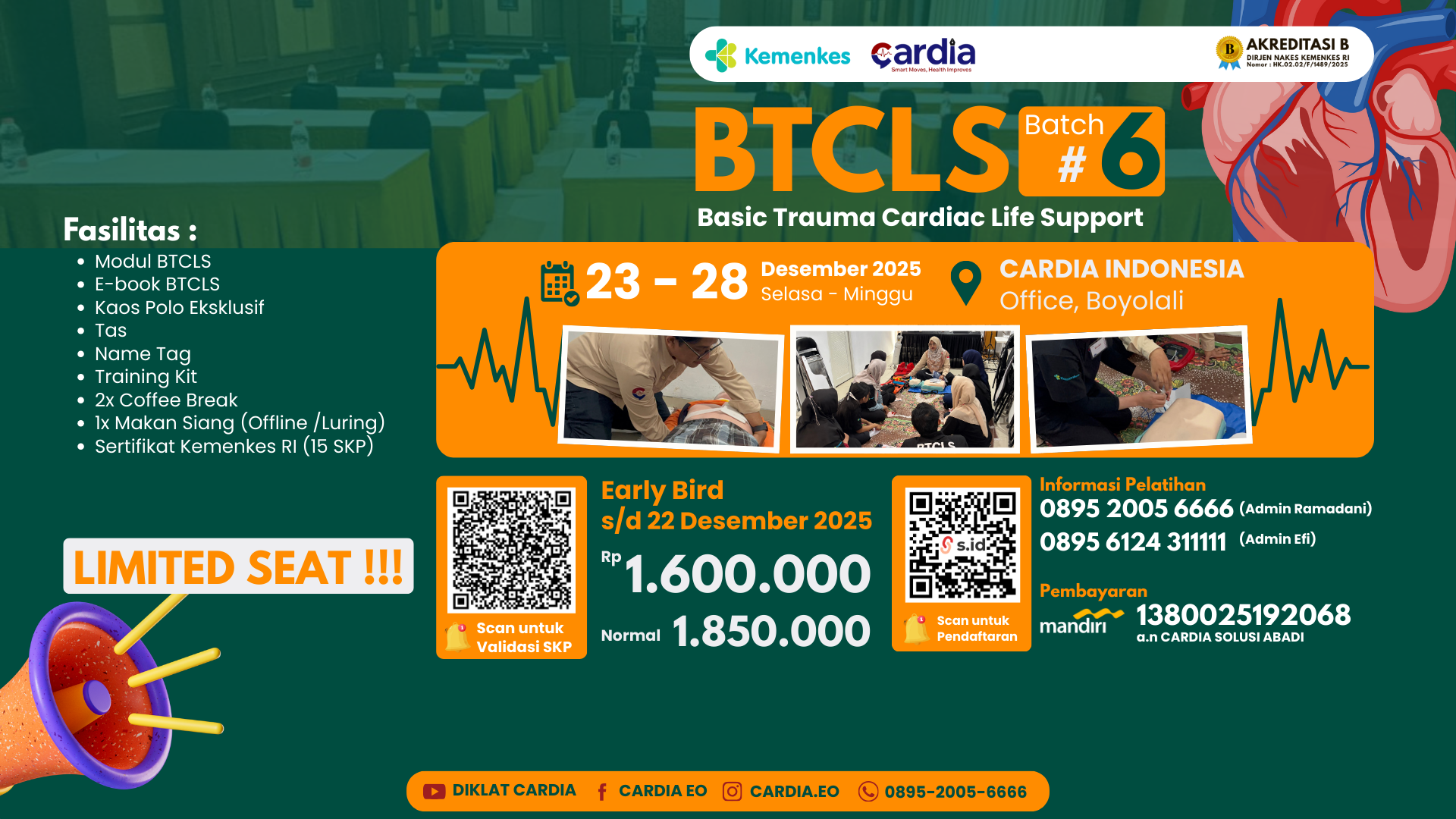 Pelatihan Basic Trauma Cardiac Life Support (BTCLS) Angkatan 6