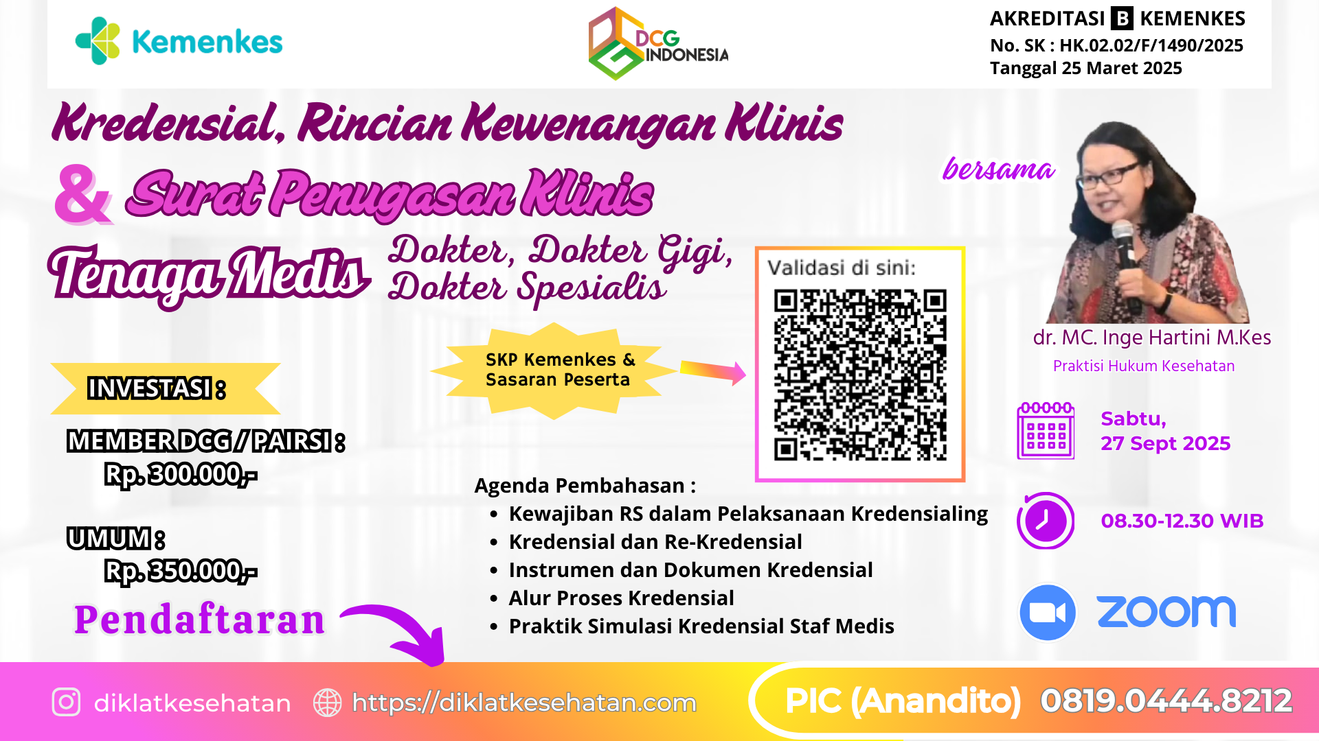 KREDENSIAL, RINCIAN KEWENANGAN KLINIS (RKK) & SURAT PENUGASAN KLINIS (SPK) TENAGA MEDIS (DOKTER / DOKTER GIGI / SPESIALIS / SUBSPESIALIS) Angkatan 1