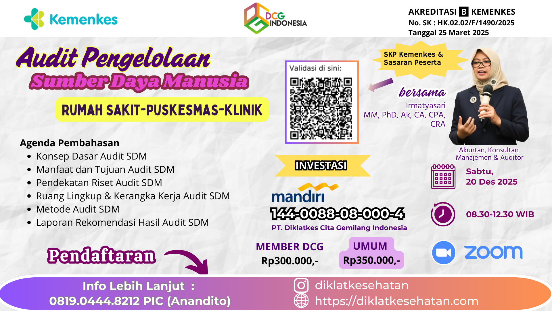 AUDIT PENGELOLAAN SUMBER DAYA MANUSIA RUMAH SAKIT - PUSKESMAS - KLINIK Angkatan 1