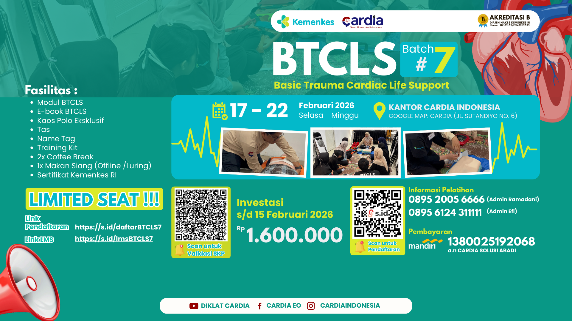 Pelatihan Basic Trauma Cardiac Life Support (BTCLS) Angkatan 7