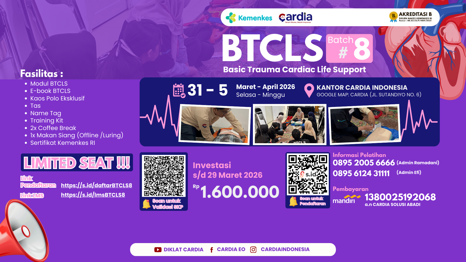 Pelatihan Basic Trauma Cardiac Life Support (BTCLS) Angkatan 8