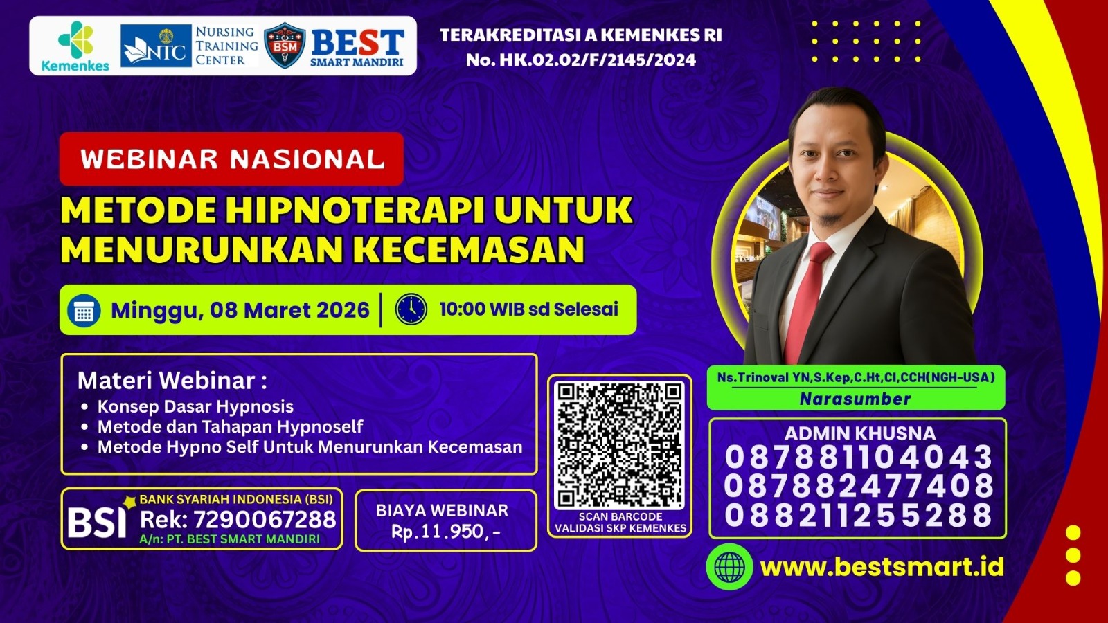 Webinar Nasional Metode Hipnoterapi Untuk Menurunkan Kecemasan Angkatan 1