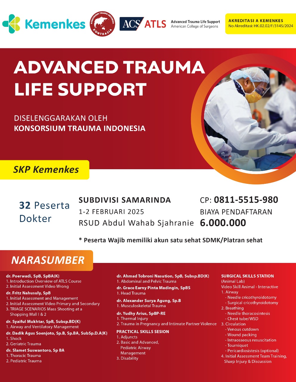 Advanced Trauma Life Support (ATLS) Samarinda, Tanggal 1-2 Februari 2025